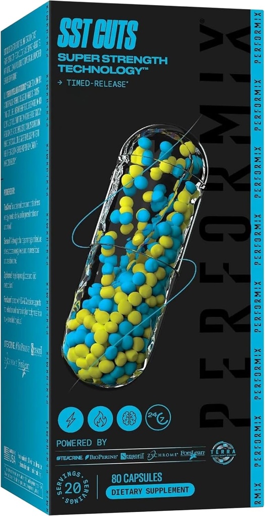 PERFORMIX SST 剪切超强技术 - 能源,焦点和迷你 - 诺特罗奇,咖啡因,Zychrome & Teacrine - 男女工作前补充 - 80种服务