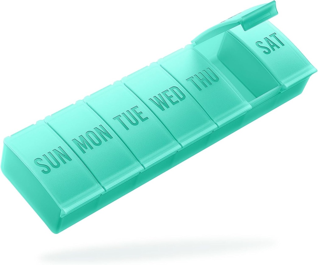 Barhon Pill 组织者 大型,每周一次的药丸组织者 7日药丸盒 大型维生素补充剂旅行 鱼油,绿色