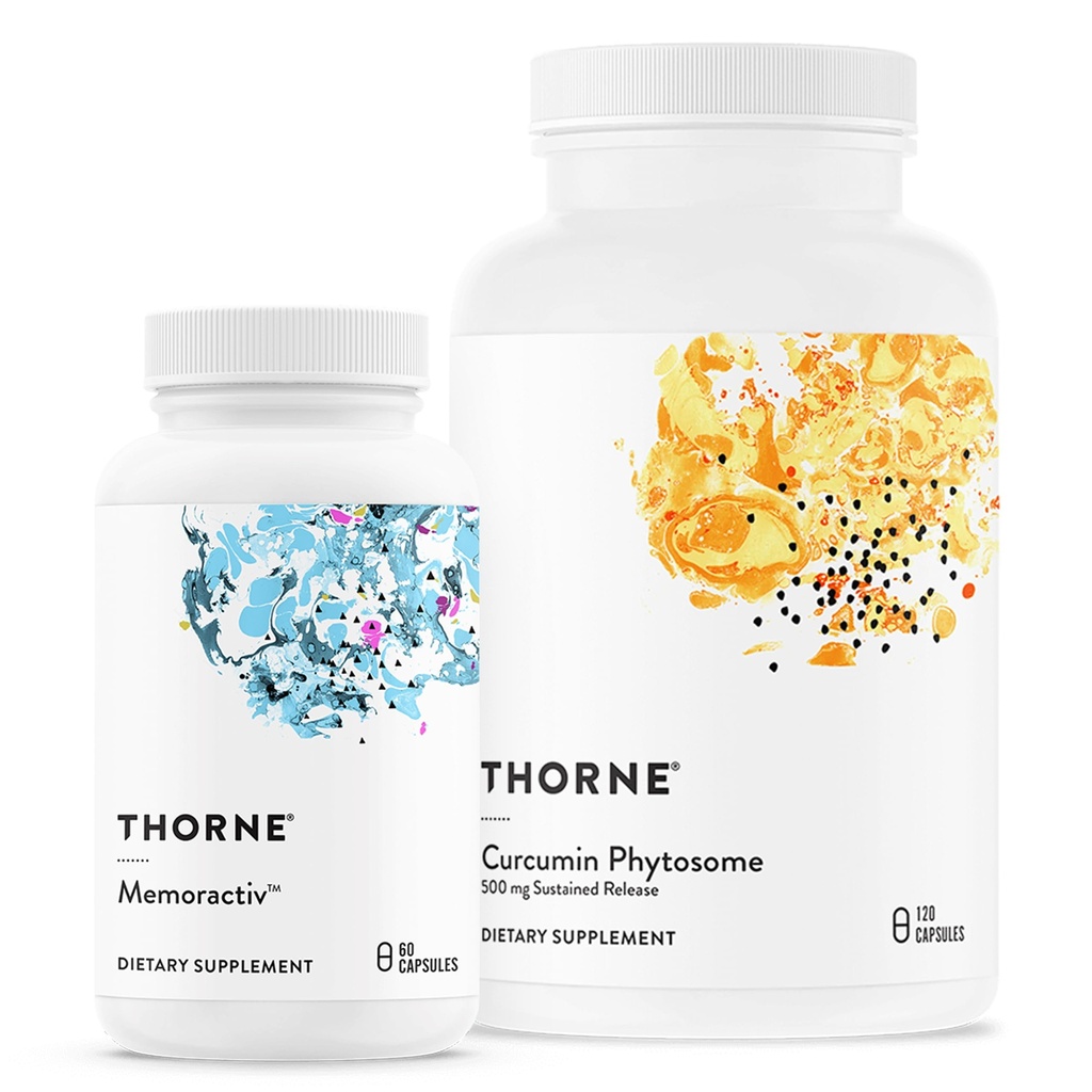 THORNE - Curcumin Phytosome Sustained Release (120 Capsules) & Memoractiv (60 Capsules) Bundle - Supports Joint Health, Muscle Health & Healthy Aging - Dairy Free, Soy Free, Gluten Free