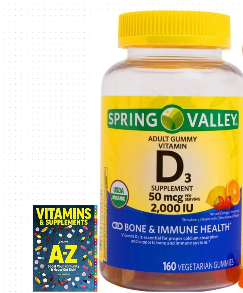 春谷维他命D3 Gummys, 2000 IU, 50 mcg, 160 Ct+Better Guide 维他命补充书 Free Include(不能单独出售)
