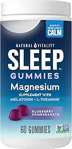 自然生命力 CALM 睡眠胶囊 磁性补充剂 Melatonin & Magnesium Citrate 睡眠援助胶囊 L-Theanine 胶囊免费 帮助身体进入睡眠 蓝莓石榴60 Counter