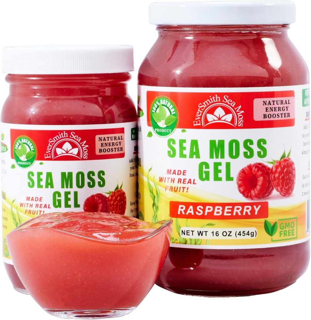 野生爱尔兰海 Moss Gel 在美国制造 富含维生素和矿物质 海 Moss Gel Raw 营养补充 | Raspberry (16 oz)