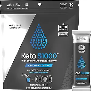 Keto S1000 电解质粉盒 QQ Keto 和 Paleo 友好的 Keto 无糖,卡路里, Maltodexrin QQ 清洁 30 不受欢迎的盐水吸附棒