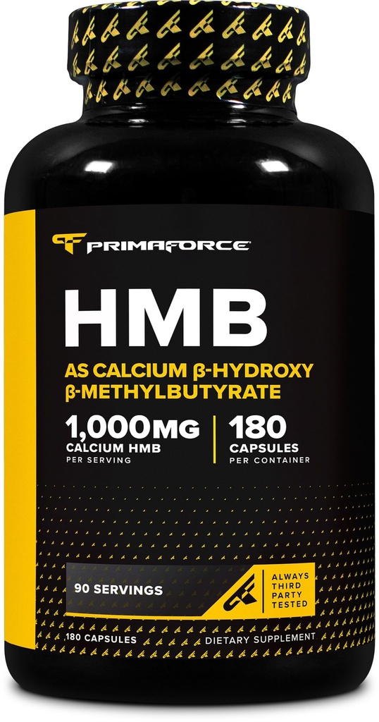 Primaforce HMB (Beta-Hydroxy Beta-Methylbutyrate) 1000mg, 180 capsules (500mg Per Capsule) - Gluten 自由与非GMO 补编