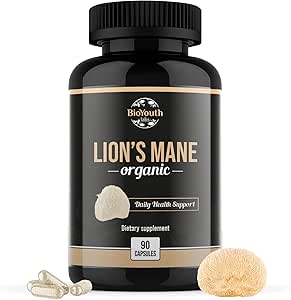 有机狮子 Mane Capsules 饮食补充 Premium 有机狮子 Mane 蘑菇 提取 | 90 Capsules