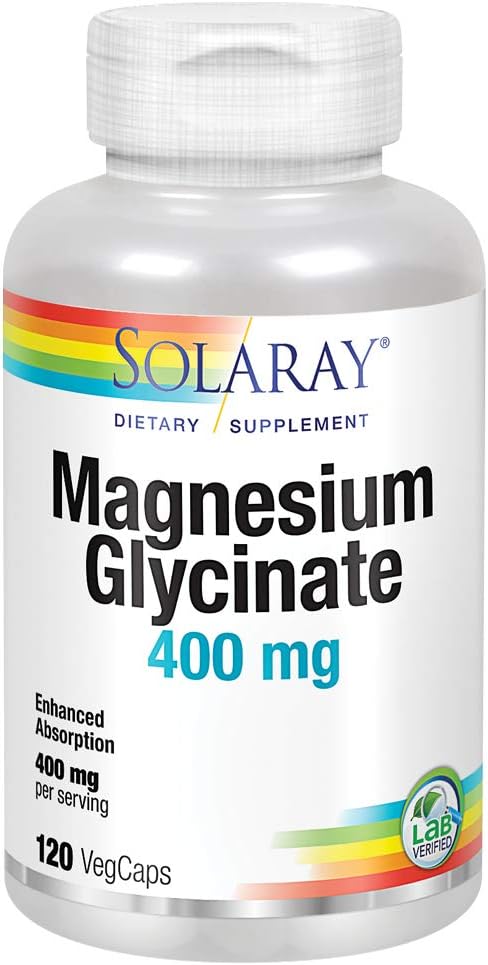 Solaray镁甘油400 mg → 健康放松、骨骼和心血管支持(120 CT, 30 services)