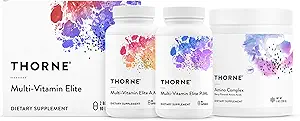 THORNE - 多维生素精英AM & PM(180 Capsules) & 氨基复合体(Berry,8 Oz) 包 - 支持能源生产和运动性能 - Gluten,奶油和无豆