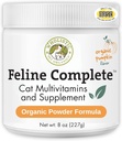 Wholistic Pet Organics Feline Complete Organic Pumpkin - 8 Oz - Multivitamin & Probiotic Powder for Cats - Natural Cat Food & Digestive Support