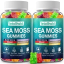 Sea Moss Gummys - 爱尔兰海 Moss Gummys 成人先进,配有 Ashwagandha Bladderwrack & Burdock 根支持Immune, Energy - 60 Vegan Gummy 2PCS