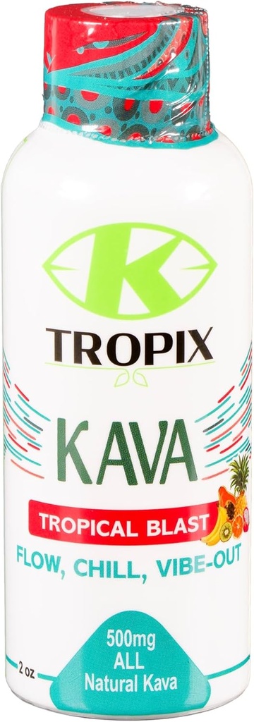 K-Tropix Kava Shot Tropical Blast - 500mg Wellness Shots to production for relaxization and 减少忧虑 - Kava饮料 - 担心,紧张,施特兰救济补充 - 1 pack