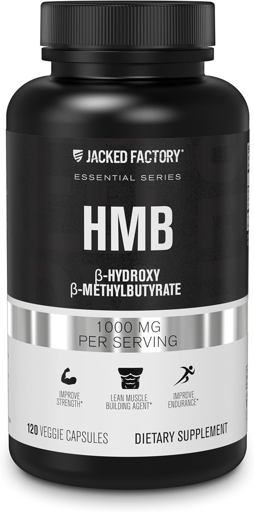 Jacked Factorys HMB Capsules - 精液肌肉生长的HMB补充剂,在卡罗里-脱脂过程中防止肌肉破裂,以及增强肌肉恢复 - 120 Veggie Capsules