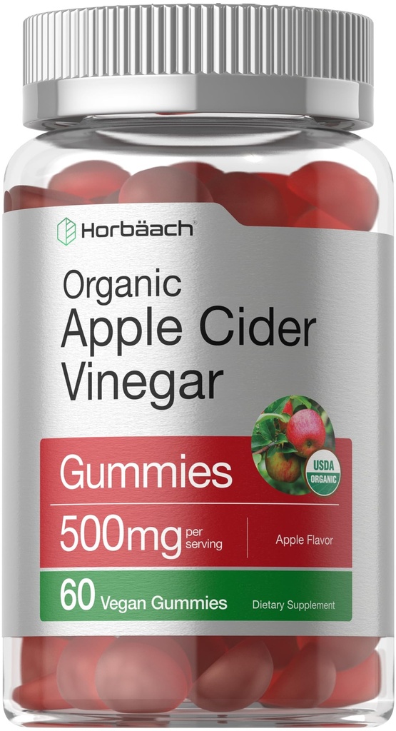 Horbäach 有机苹果苹果苹果苹果 葡萄酒 葡萄酒 葡萄酒 葡萄酒 60 葡萄酒 Vegan, Non-GMO & Gluten-Free Supple Supplies USDA 有机ACV 苹果汽水