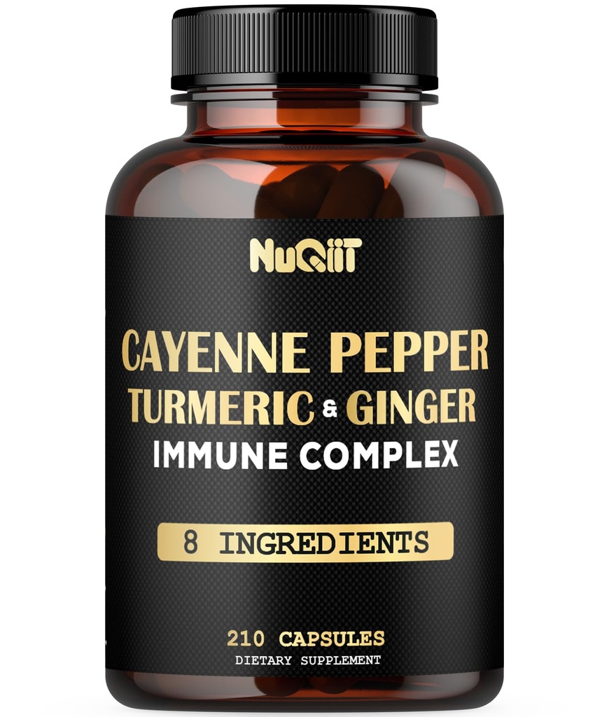 210 药丸 - Cayenne Pepper Capsules 有机物,有图尔美,姜,Immune 支持复合物作为长老莓,Echinacea,Garlic Bulb - 消化,心脏健康和身体管理