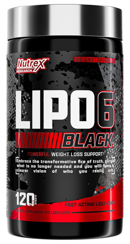 Nutrex Lipo-6 Black Max Trust Fat Burner - 快速代理能量,体重损失 减肥药丸 – Appetite 抑制剂,代谢促进剂 - 120 Capsules