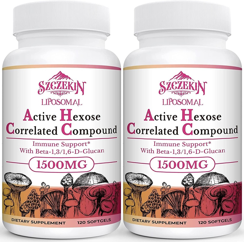 1500mg Liposomal 活性 Hexose Corl相关补编,240 具有天然蘑菇提取、液态系统、肝功能、维护T-Cell & Killer细胞活动的软盖子β-Glucans