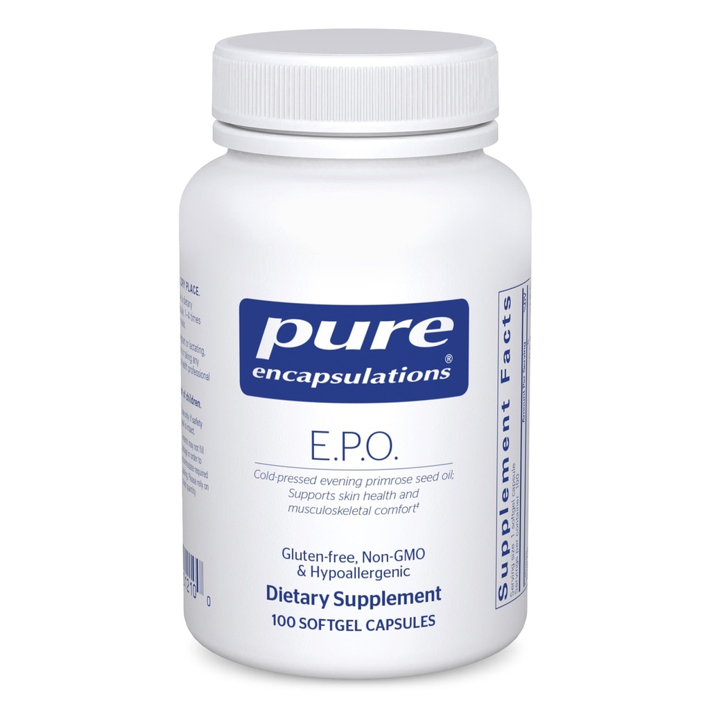 纯封装 E.P.O. (Evening Primrose Oil) 虚构饮食补充品,包含9% GLA → 100 Softgel Capsules