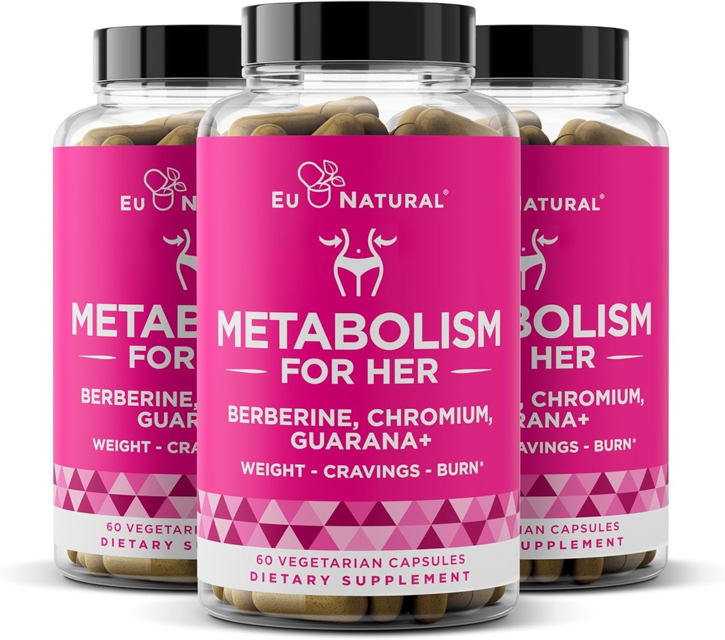 Metabolism for Her 3-pack Bundle - Weight Loss Pills for Women - Appetite Suppressant, Fat Burner, Metabolism Booster - Combat Cravings & Lose Belly Fat - Berberine, Chromium Picolinate & Guarana