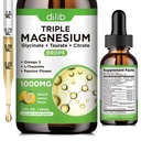 液化镁 甘油酸甘油补充剂1000mg, Calm Magnesium Citrate, Taulate Drops with Omega 3, Zinc, Ashwagandha, L-Theanine, 甘油用于睡眠, Mood, 压力缓解, Bone, 肌肉, Lemon Flavor