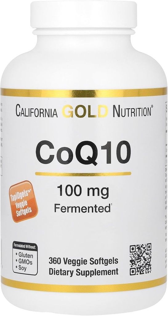 加州金营养 CoQ10 100 mg,Coenzyme Q10 Ubiquinone USP,支持Mitochondrial函数,360 Veggie软胶