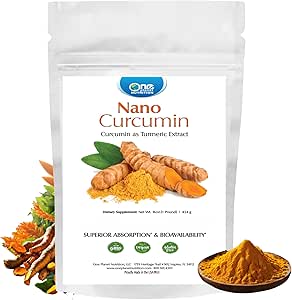 一个星球营养 Nano Curcumin Powder 8 oz (227 services), 纯电图解, Nano for high 吸附, 支持整体生命力, 非GMO, Vegan, Gluten-Free