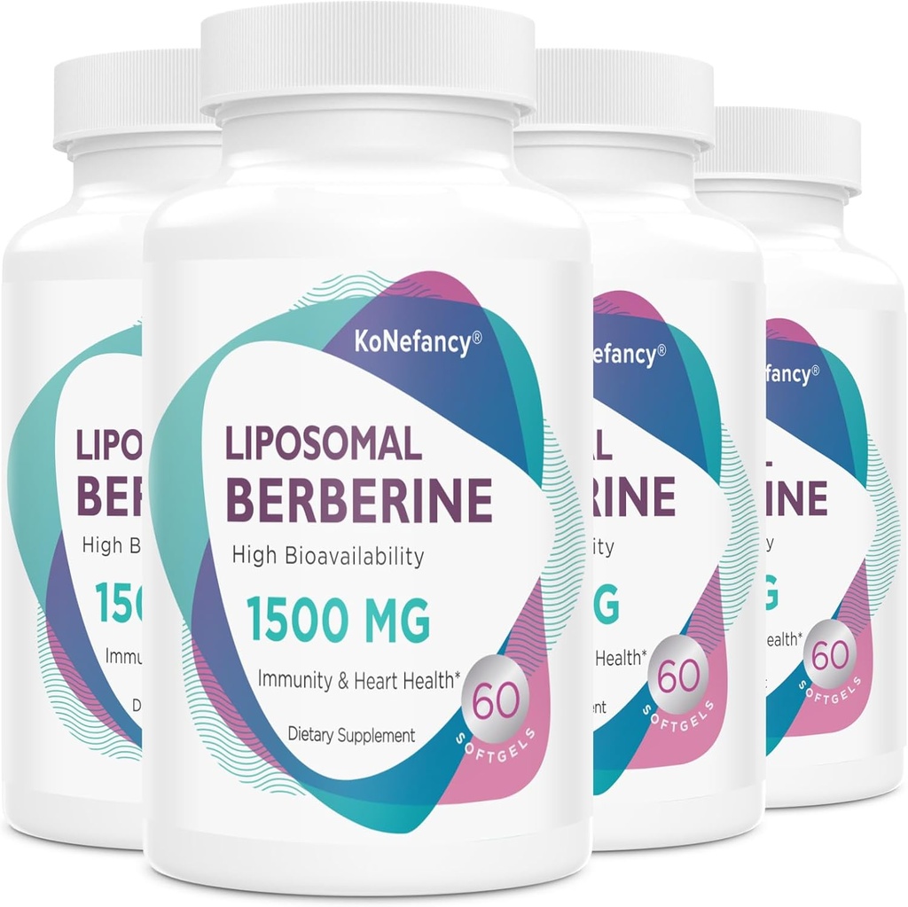 Liposomal Berberine补充剂 1500mg - 男女高生物利用率Berberine HCL Capsules,心血管健康AMPK激活剂,无糖,非GMO,240软胶