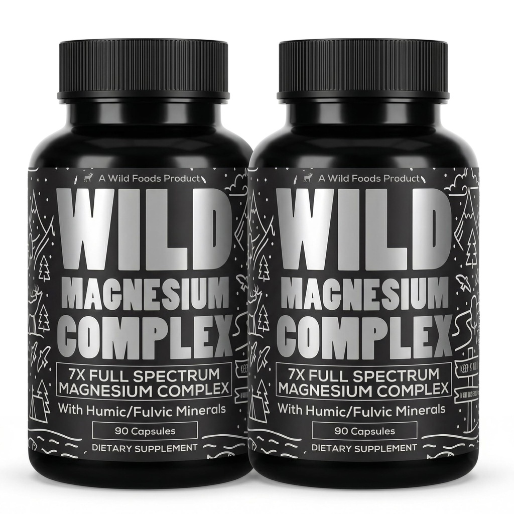 Wild Magnesium Complex for Women & Men – 7 Magnesium Forms in One: Glycinate, Citrate, Malate & More – High-Absorption Magnesio Complex with Fulvic Mineral Blend – 90 Capsules, 450 mg (Pack of 2)