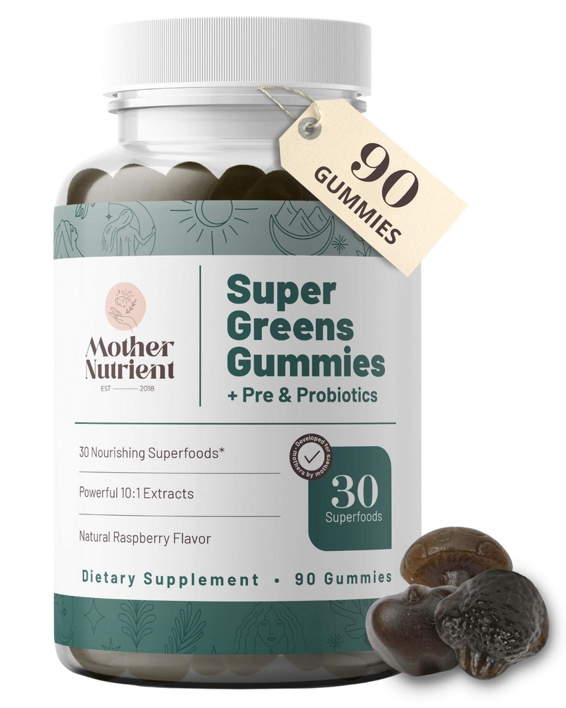 女性,成年人的超级绿地(Super Greens Gummys for Women, Adults) - 配有Prebiotics & Probiotics,不是8,而是30种强力绿地超级食品 - 多维他命维吉(英语:Multitamin Veggie Chewables (90 Gummys))