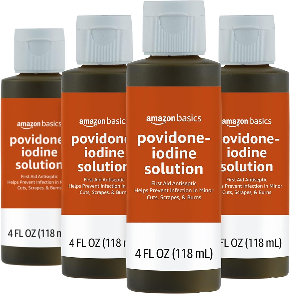 Basics 急救抗化剂,10% Povidone碘溶液,4 Fluid Ounces, 4-Pack(原索里莫)