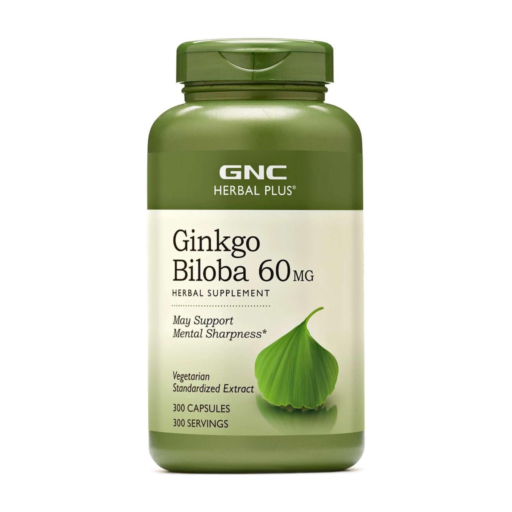GNC 草药加Ginkgo Biloba 60mg 补充剂,蔬菜,支持精神锐利,300名服务员