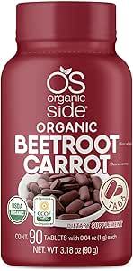 Beetroot & Carrot 片 100% 纯有机 90 计 = 1,120 mg = USDA 认证 = 非GMO, 植株 用于心脏健康与能量靴