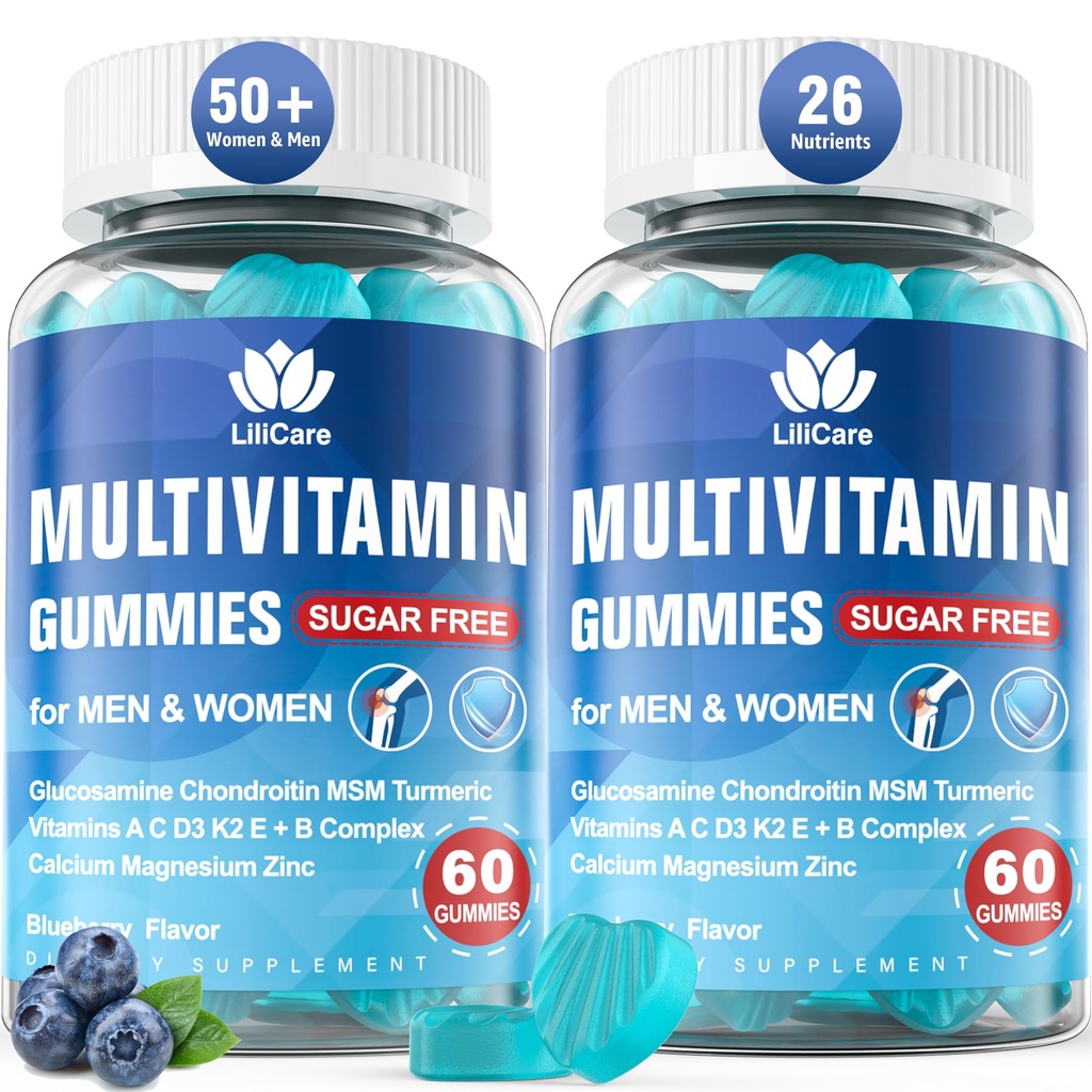 男/女多维他明,男/女多维他明50+,配有Glucosamine Chondroitin MSM Echinacea 糖 无糖多维他明 B D3 K2 A C E 成年老人120Ct