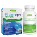 Igennus Pharmepa 恢复 + Ashwagandha + L- Thenine & Magnesium Bundle, 1000mg Pure EPA Omega-3 鱼油 + 600mg KSM-66 Ashwagandha 适应性复合物与锌和乙维生素,Mood和压力支持