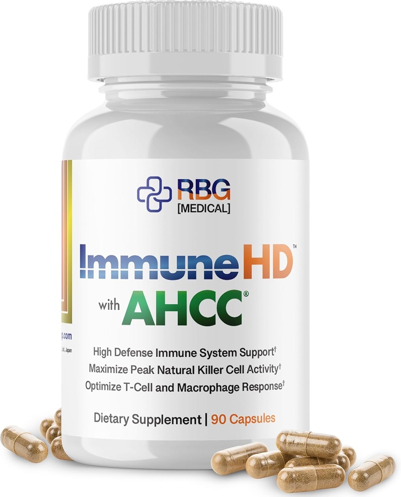 Immune-HD 配有 AHCC 辅以 Immune 支持, 1500mg 的 AHCC 蘑菇提取器 + 橄榄叶与 Quercetin 配有 Bromelain, 天然杀手细胞活动 用于 Immune 系统, Liver 函数, 90 Caps, RBG