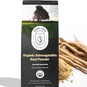 印度的Ashwagandha Powder – 8.01 oz – USDA Organization & Non-GMO – Raw – 来自印度的压力救济和免疫支持 – Ashwagandha 补充(150名服务人员)