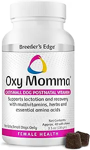 Breeder's Edge Oxy Momma Soft Chews, 产后维生素补充剂给哺乳狗和猫,支持恢复,荷尔蒙,以及下一个怀孕 - 对于小狗和猫,40cmt软楚
