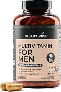 NatureWise Multivitamin for Meneral Support - 矿物和草药能源、性能、豁免 - 维生素A、C、D、B-Complex - Soy & Gluten-Free,非GMO - 180 Capsules[3-Month Supplement]