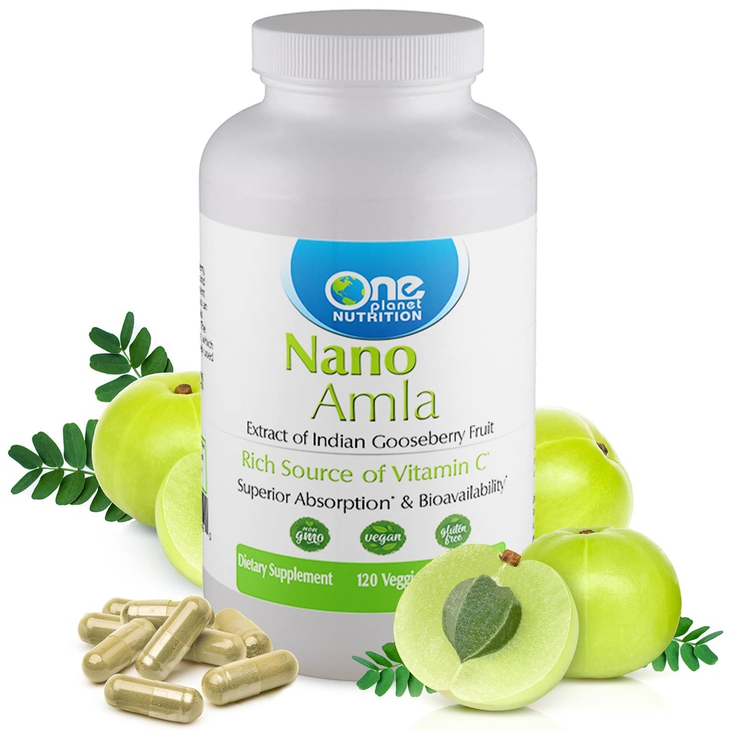 1 星球营养 Nano Amla 500 mg Veggie Capsules (120 services), Amla 水果提取,高维生素C,用于Collagen生产与免疫支持,非GMO, Vegan, Gluten-Free