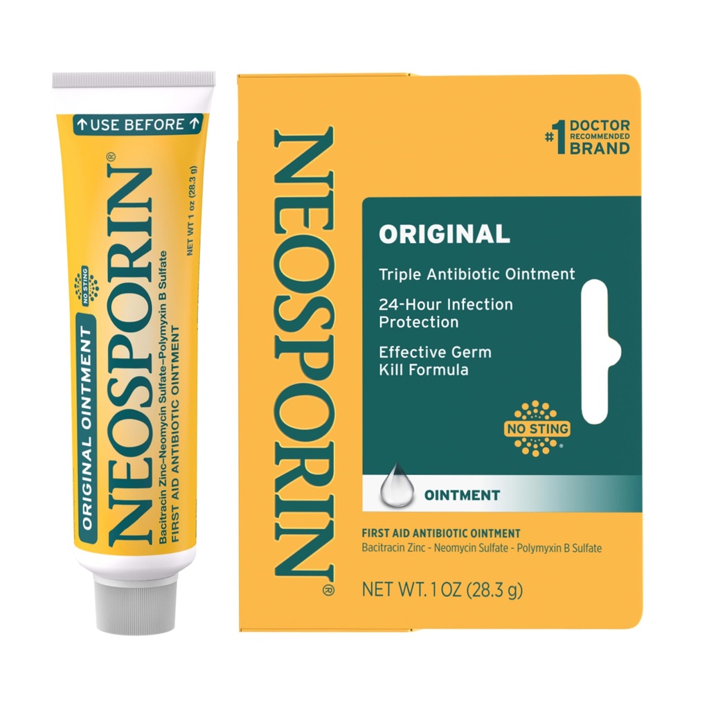 Neosporin 最初的急救三联抗生素膏、巴氏霉素锌和Neomycin 硫酸盐感染保护、伤病护理治疗和疤痕外观最小化器