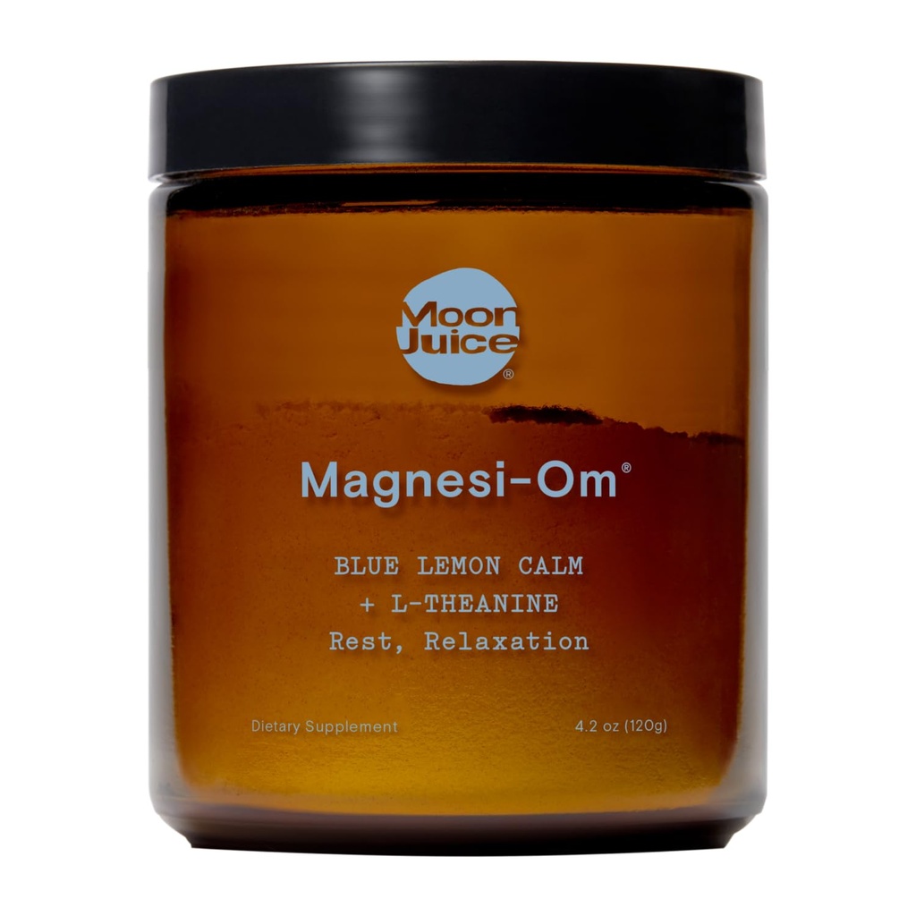 月桂汁 Magnesi-Om Magnesium 粉末补充剂 - Chelated Magnesium Complex + L- Theanine Blend for rest, relaxion and regularity - Vegan, Non-GMO & No Sugar, Blue Lemon, 3.7 oz, 30 Sevings (英语).