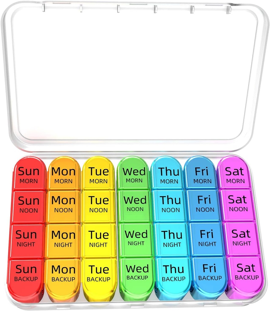 Odaro周刊药丸组织者 4 Times a Day, Daily Pill Box 7 Day, 大型旅行药丸案,28 Comption to hold Medicine, Vitamin and Supplement - White Case 互联网档案馆的存檔,存档日期2013-03-04.