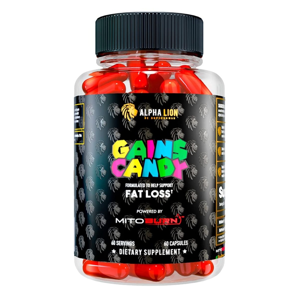 ALPHA LION GEANS Candy, 支持体重损失的辅助药丸, 吞噬剂, Keto-Diet 友好剂, 减肥剂, 提升能量和工作性能, 60 Capsules (MitoBurn®)