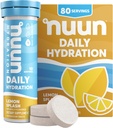 Nun Daily Electrolyte 片,配有镁,钙,钾,氯和钠,无胶,无糖, & Vegan,Lemon Splash Flavor, 8 Pack(共80种)
