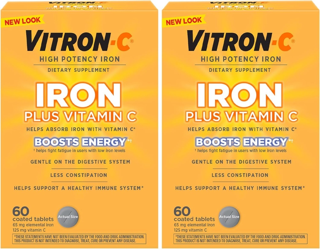 Vitron-c 高能铁辅助板 60 Ct (Pack of 2)