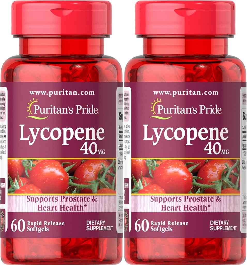 清教徒的荣耀Premium Lycopene 40mg,前列腺、抗氧化剂、心脏健康和总体健康支助的饮食补充,2个月供应,60个快速释放软胶,2包
