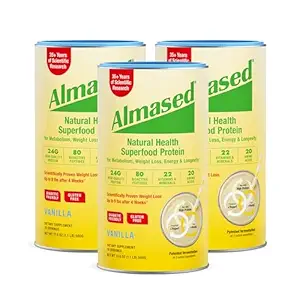 Almased Vanilla Meal Modern Shake - 低甘油高原植物基蛋白粉 - 营养体重健康支持补充剂 - Vanilla Flavor - 17.6 oz(1.1英镑(3包))