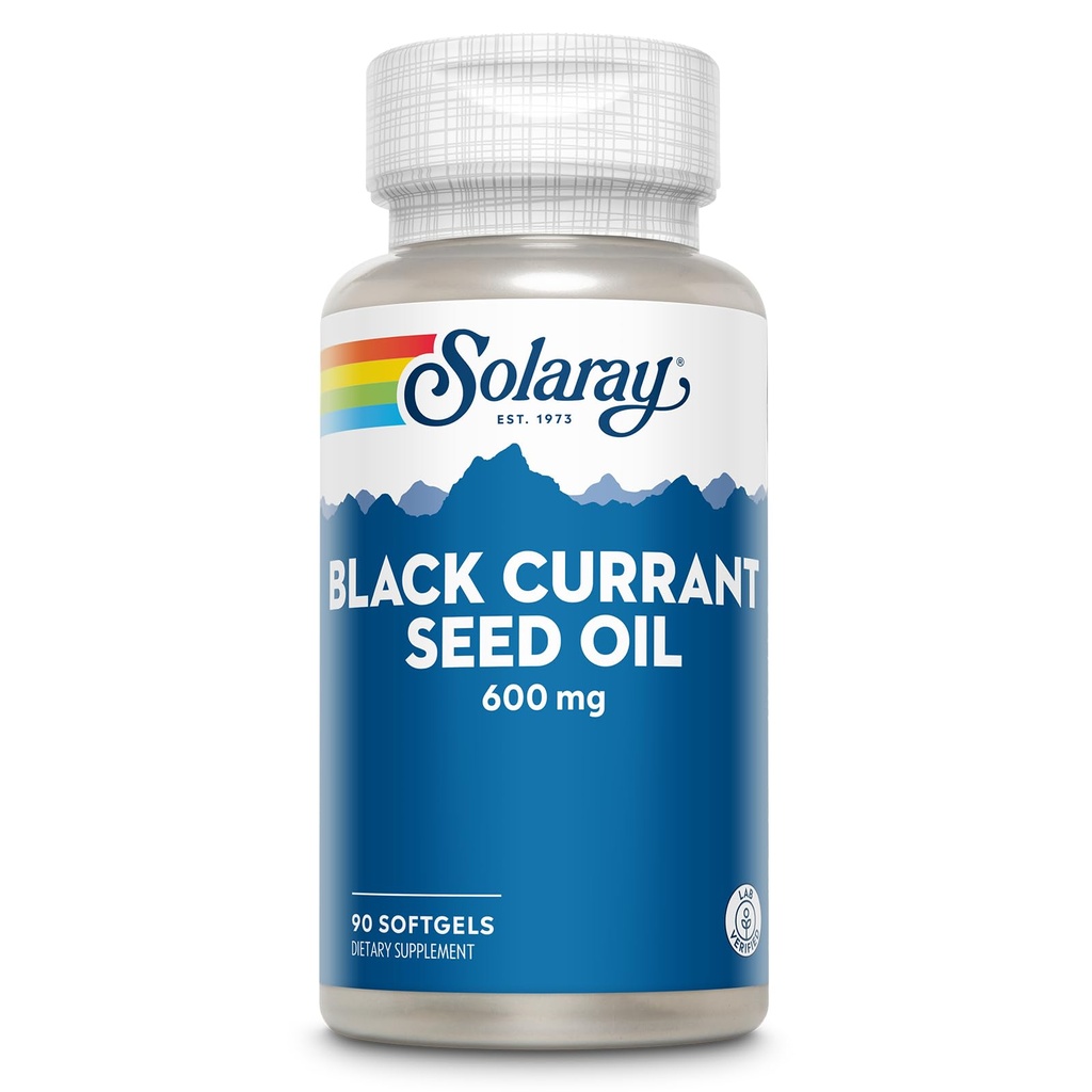 SOLARAY 黑圆形种子油 600毫克 -- -- 供应抗氧化剂、伽马利诺林酸(GLA)、阿尔法利诺林酸(ALA)和利诺林酸(LA) -- -- 皮肤健康支助 -- -- 60天保障、90服务、90软胶