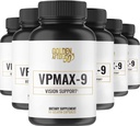 50 VpMax-9之后的金色 - 视力护理和抗氧化剂补充剂,配有眼维生素,Lutein,Lycopene和Bilberry提取剂 - 6瓶