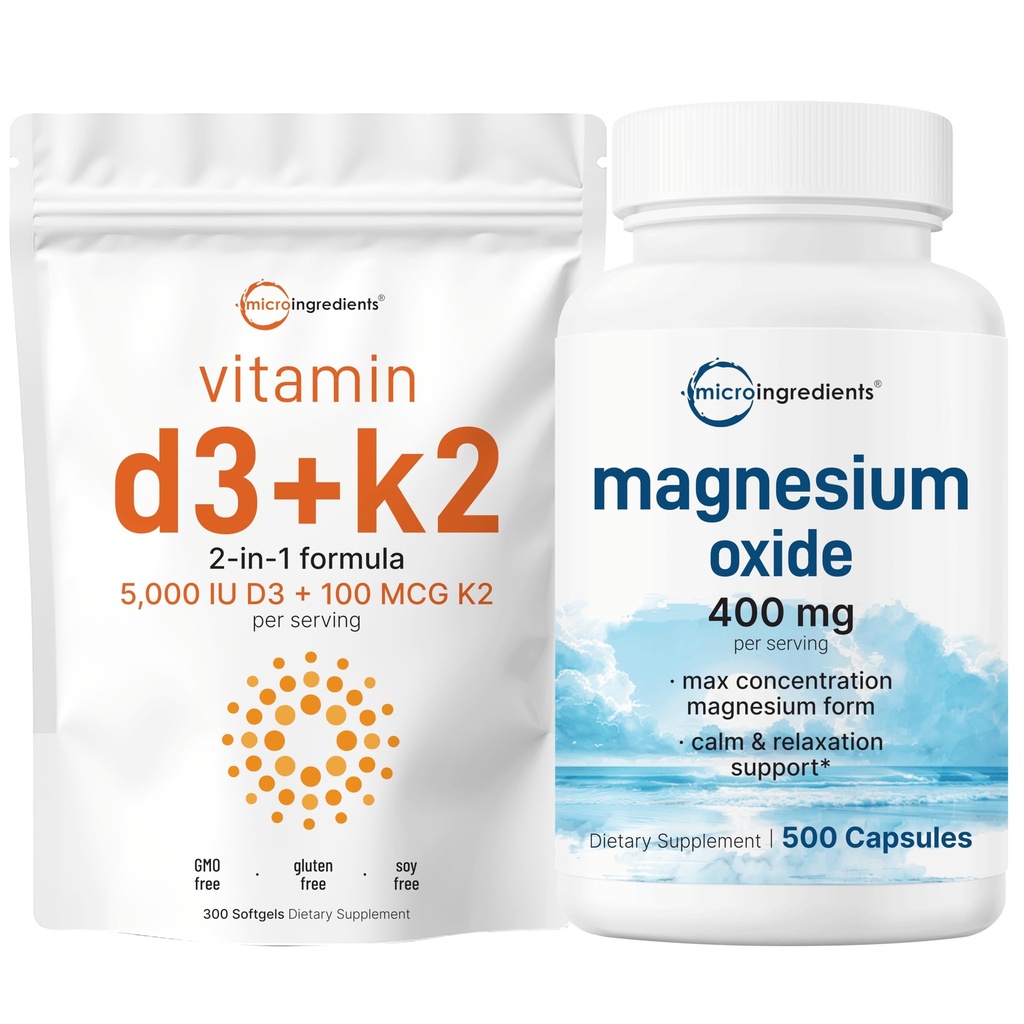 微成份 维生素 D3 5000iu + K2 100mcg 软胶和氧化镁 400mg Bundle Pack → 基本阳光维生素 → 最大浓度的元素形式