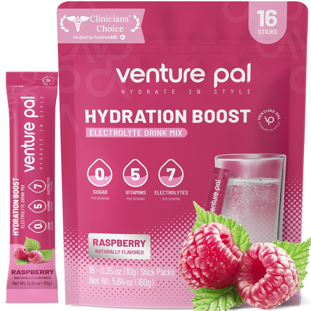 Venture Pal Free Electrolyte Power Packets - 液态日报IV 快速水分和党回收的饮料混合 → 5 Vitamins & 7 Electrolytes → Keto Friendly → Kent-GMO → 认证 Vegan → 16棒