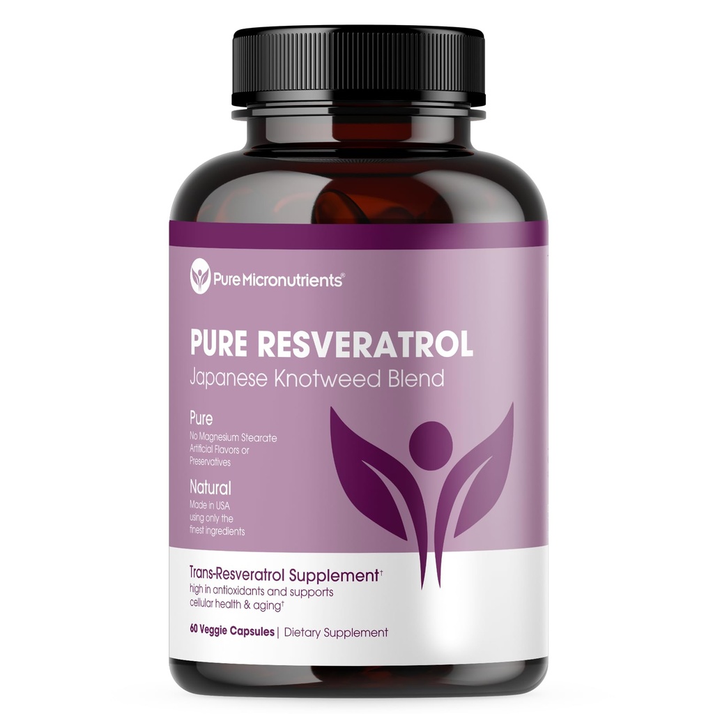 纯Resveratrol 补充 - 额外力量 600mg 跨Resveratrol pervice - 用于心脏,认知,免疫健康支持 - 纯洁和生物可用 - 60 Vegan Caps